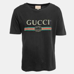 restaurant efterligne der Gucci Black Logo Printed Washed Cotton Distressed T Shirt XL Gucci | TLC