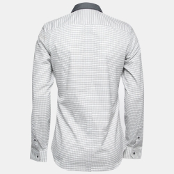 Gucci Monochrome Checked Cotton Button Front Shirt M