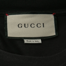 Pre Owned Gucci Black Cotton Blade Logo Printed Short Sleeve T-Shirt L