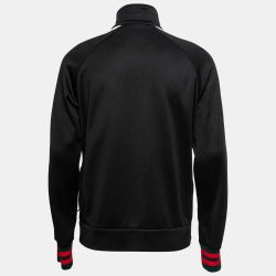 Gucci Black Technical Jersey Stripe Trim Zip-Up Track Jacket M