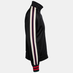 Gucci Black Technical Jersey Stripe Trim Zip-Up Track Jacket M