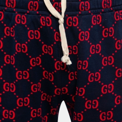 مملوكة مسبقًا Gucci Navy Blue GG Jacquard Cotton Web Stripe Trim Shorts L