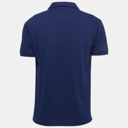 Pre Owned Gucci Navy Blue GG Jacquard Knit Polo T-Shirt M