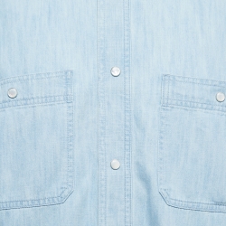 Pre Owned Gucci Blue Denim Pirates Applique Button Front Shirt XL