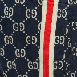 Gucci Navy Blue All-Over Logo Print Jersey Joggers XL