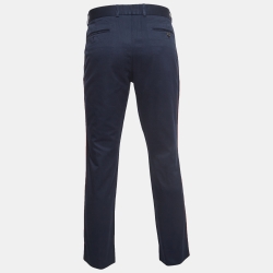Gucci Navy Blue Side Stripe Gabardine Regular Fit Trousers XL
