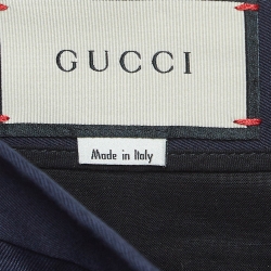 Gucci Navy Blue Side Stripe Gabardine Regular Fit Trousers XL