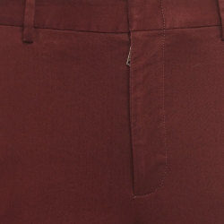Pre Owned Gucci Burgundy Cotton Slim Fit Trousers M