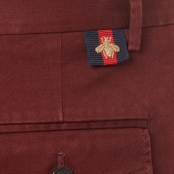 Pre Owned Gucci Burgundy Cotton Slim Fit Trousers M