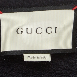 Pre Owned Gucci Black Vintage Logo Print Cotton Distressed Sweatshirt L