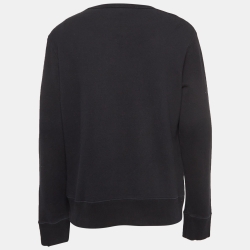 Pre Owned Gucci Black Vintage Logo Print Cotton Distressed Sweatshirt L