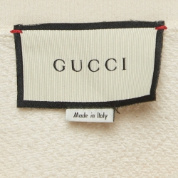 Gucci Cream Common Sense Logo Print Cotton Distressed Sweatshirt M