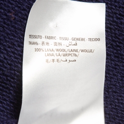 Pre Owned Gucci Navy Blue Tiger Intarsia Wool Knit Contrast Crew Neck Sweater M