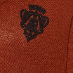 Gucci Brown Logo Patch Wool V-Neck Sweater XL