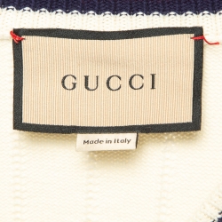 مملوكة مسبقًا Gucci Cream Cotton Knit Web Detail V-Neck Jumper S