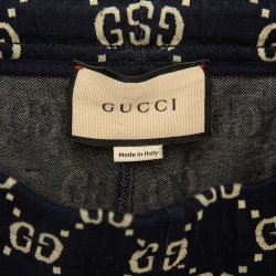 Gucci Navy Blue GG Intarsia Knit Track Pants M