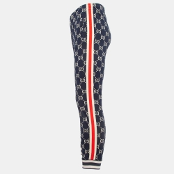 Gucci Navy Blue GG Intarsia Knit Track Pants M