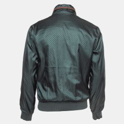 Gucci Green GG Monogram Synthetic Bomber Jacket M