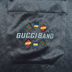 Gucci Dark Blue Satin Embroidered Bowling Shirt S