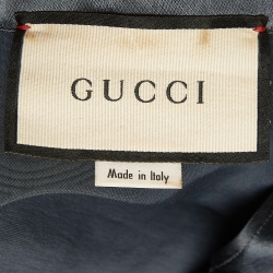 Gucci Dark Blue Satin Embroidered Bowling Shirt S