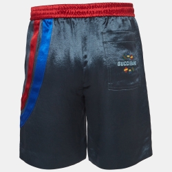 Gucci Dark Blue Satin Drawstring Shorts S