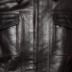 Pre Owned Gucci Dark Brown Leather Zipper Jacket M