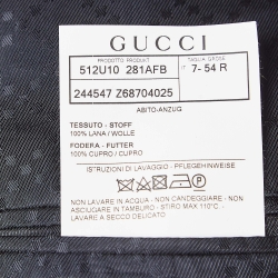 Pre Owned Gucci Navy Blue Checked Wool Pants Suit XXL