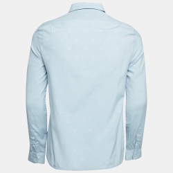 Gucci Light Blue Bee and Star Embossed Cotton Shirt M