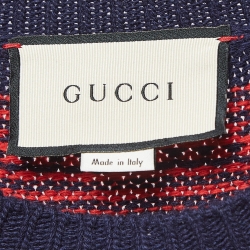 Pre Owned Gucci Blue GG and Reindeer Knit Wool Sweater M 