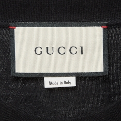 Pre Owned Gucci Black Apple GG Print Cotton T-Shirt M