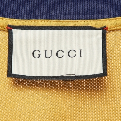 Gucci Yellow Interlocking GG Detailed Cotton Pique Polo T-Shirt XXXL