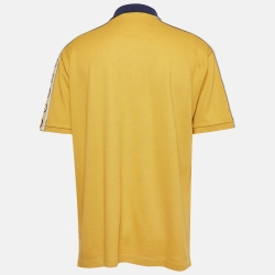 Gucci Yellow Interlocking GG Detailed Cotton Pique Polo T-Shirt XXXL