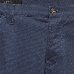 Pre Owned Gucci Blue Cotton Buttoned Riding Pants M