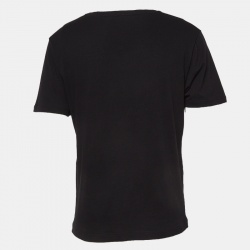 Pre Owned Gucci Black Logo Print Cotton Distressed T-Shirt S