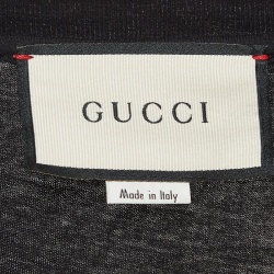 Pre Owned Gucci Black Logo Print Cotton Distressed T-Shirt S