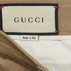 Gucci Beige Twill Cotton Contrast Trim Pants XS
