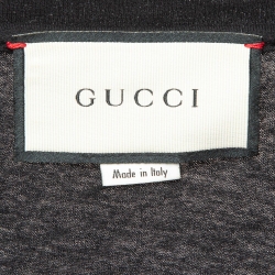 Gucci Black Logo Print Cotton Distressed T-Shirt XS