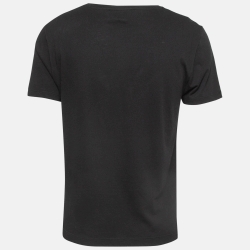 Gucci Black Logo Print Cotton Distressed T-Shirt XS