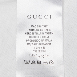 Gucci White Logo Print Cotton Distressed T-Shirt XS