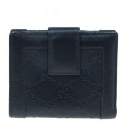 Pre Owned محفظة غوتشي جلد مونوغرامي أسود مضغوطه