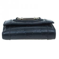 Pre Owned محفظة غوتشي جلد مونوغرامي أسود مضغوطه