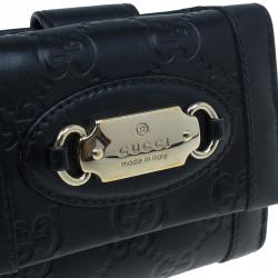 Pre Owned محفظة غوتشي جلد مونوغرامي أسود مضغوطه