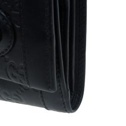 Pre Owned محفظة غوتشي جلد مونوغرامي أسود مضغوطه