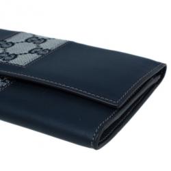 مملوكة مسبقًا محفظة غوتشي جلد أزرق و كانفاس GG