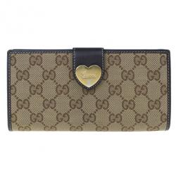 Pre Owned Gucci GG Canvas Heart Continental Wallet