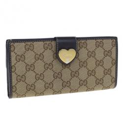 Pre Owned Gucci GG Canvas Heart Continental Wallet