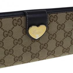 Pre Owned Gucci GG Canvas Heart Continental Wallet