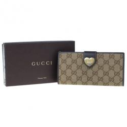 Pre Owned Gucci GG Canvas Heart Continental Wallet