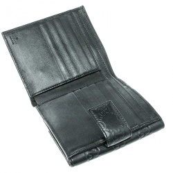 Pre Owned Gucci Guccissima Black Leather Princy Compact Wallet