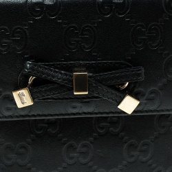 Pre Owned Gucci Guccissima Black Leather Princy Compact Wallet